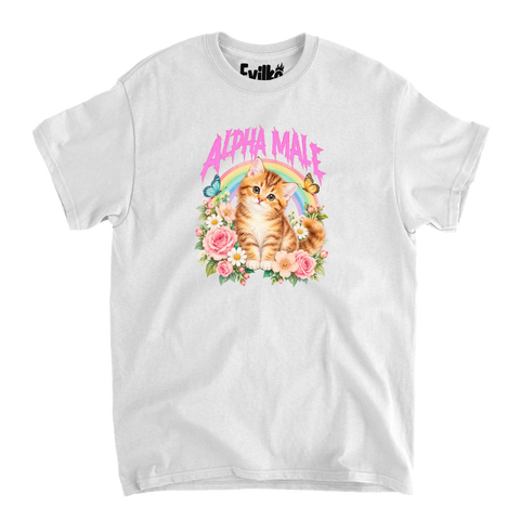 Alpha Male Kitten — Mens Tee — White — Front