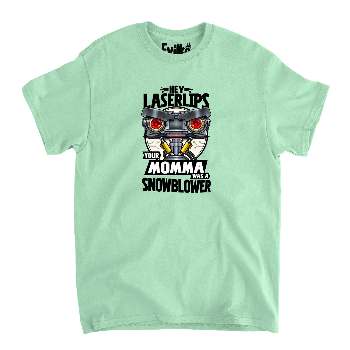 Hey Laserlips Snowblower — Mens Tee — Mint — Front