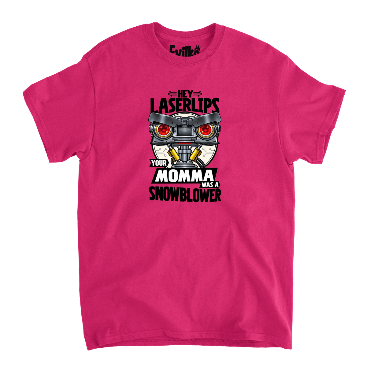 Hey Laserlips Snowblower — Mens Tee — Heliconia — Front