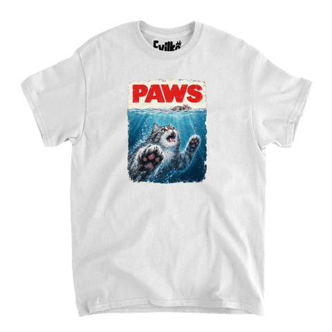 PAWS Cat and Mouse — Mens Tee — White — Front