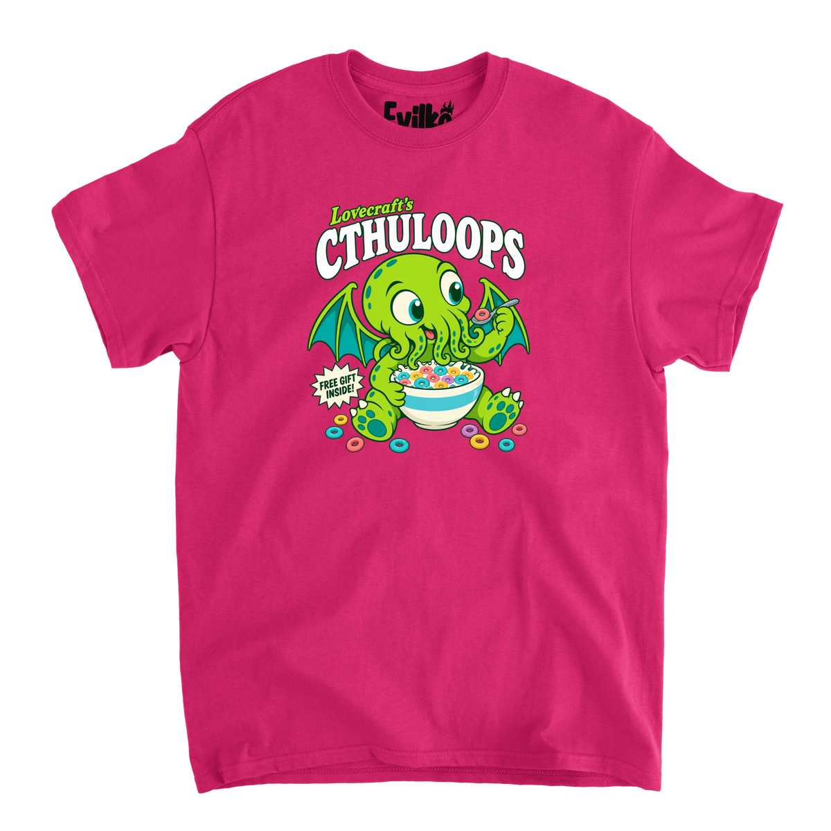 Lovecrafts Cthuloops — Mens Tee — Heliconia — Front