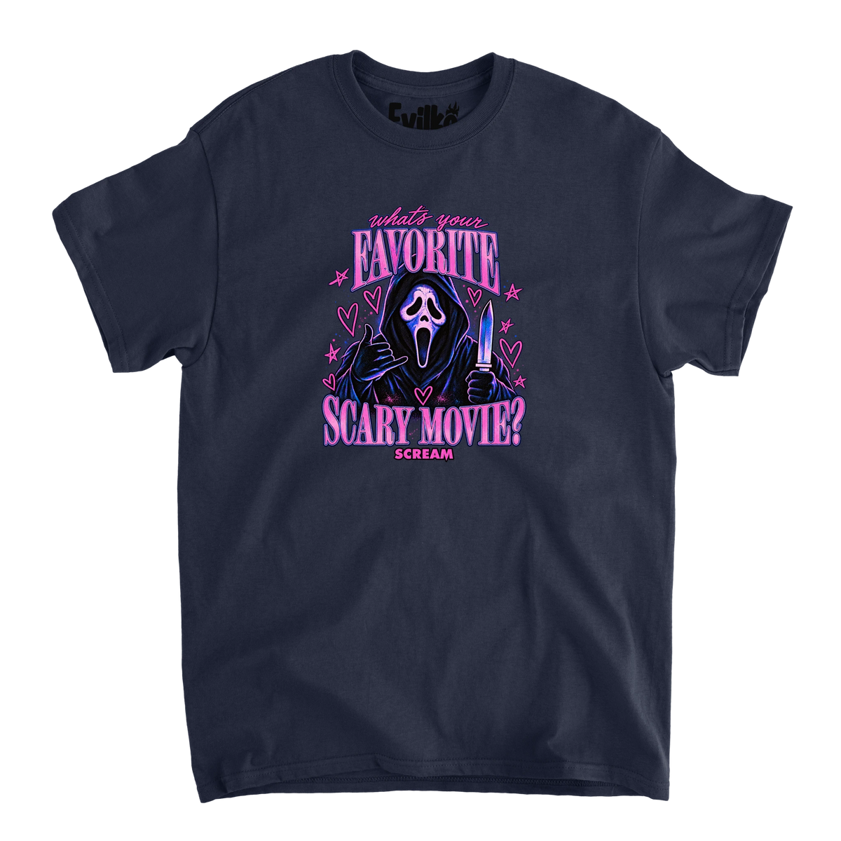 Favorite Scary Movie — Mens Tee — Navy — Front