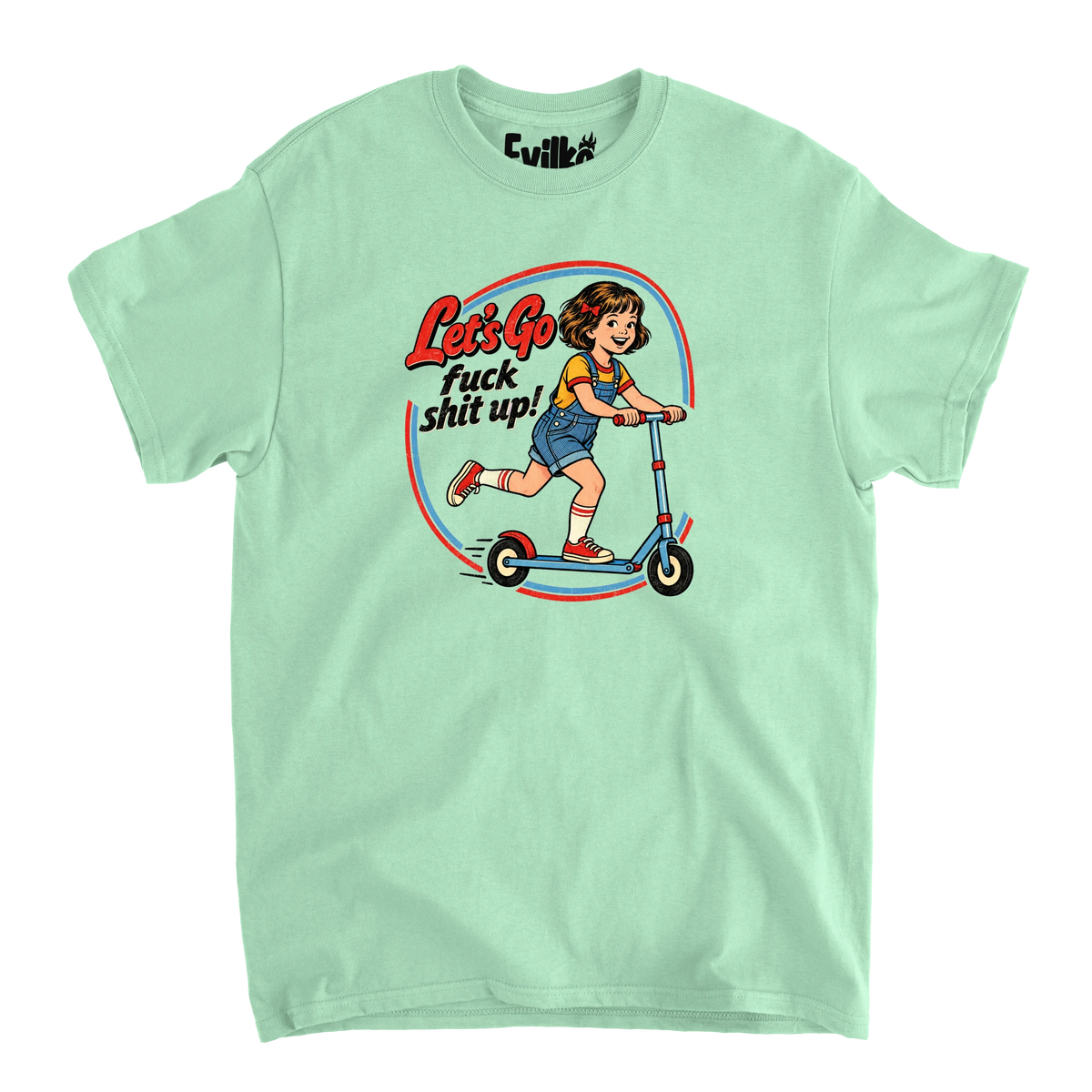 Lets Go Scooter Girl — Mens Tee — Mint — Front