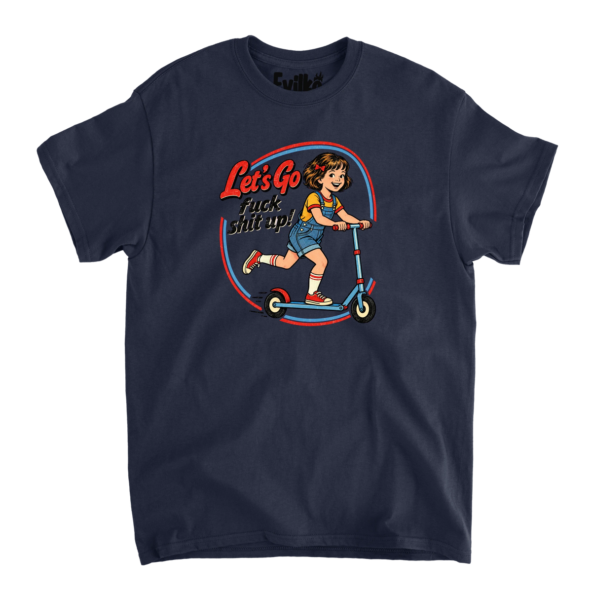 Lets Go Scooter Girl — Mens Tee — Navy — Front