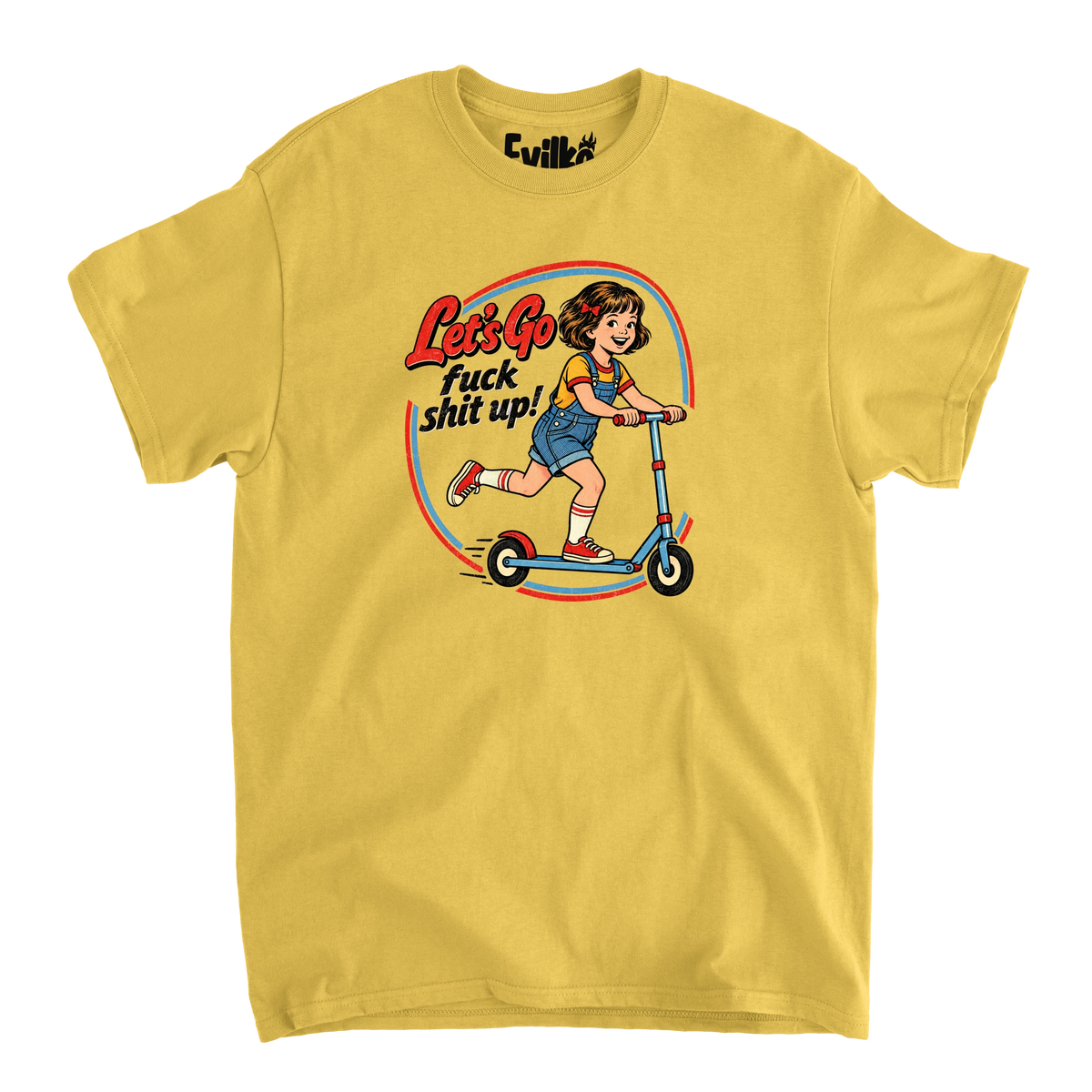 Lets Go Scooter Girl — Mens Tee — Daisy — Front