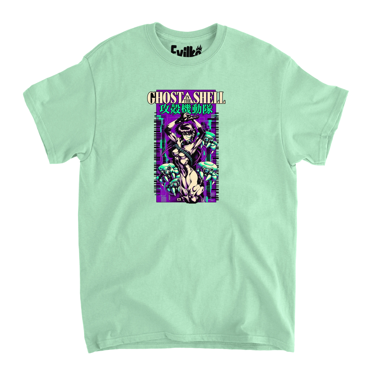 Ghost In The Shell Modern Variation — Mens Tee — Mint — Front
