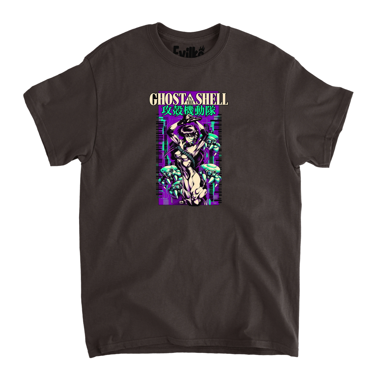 Ghost In The Shell Modern Variation — Mens Tee — Dark Chocolate — Front