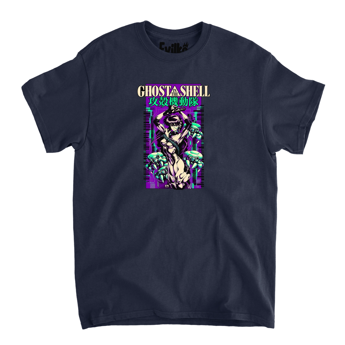 Ghost In The Shell Modern Variation — Mens Tee — Navy — Front