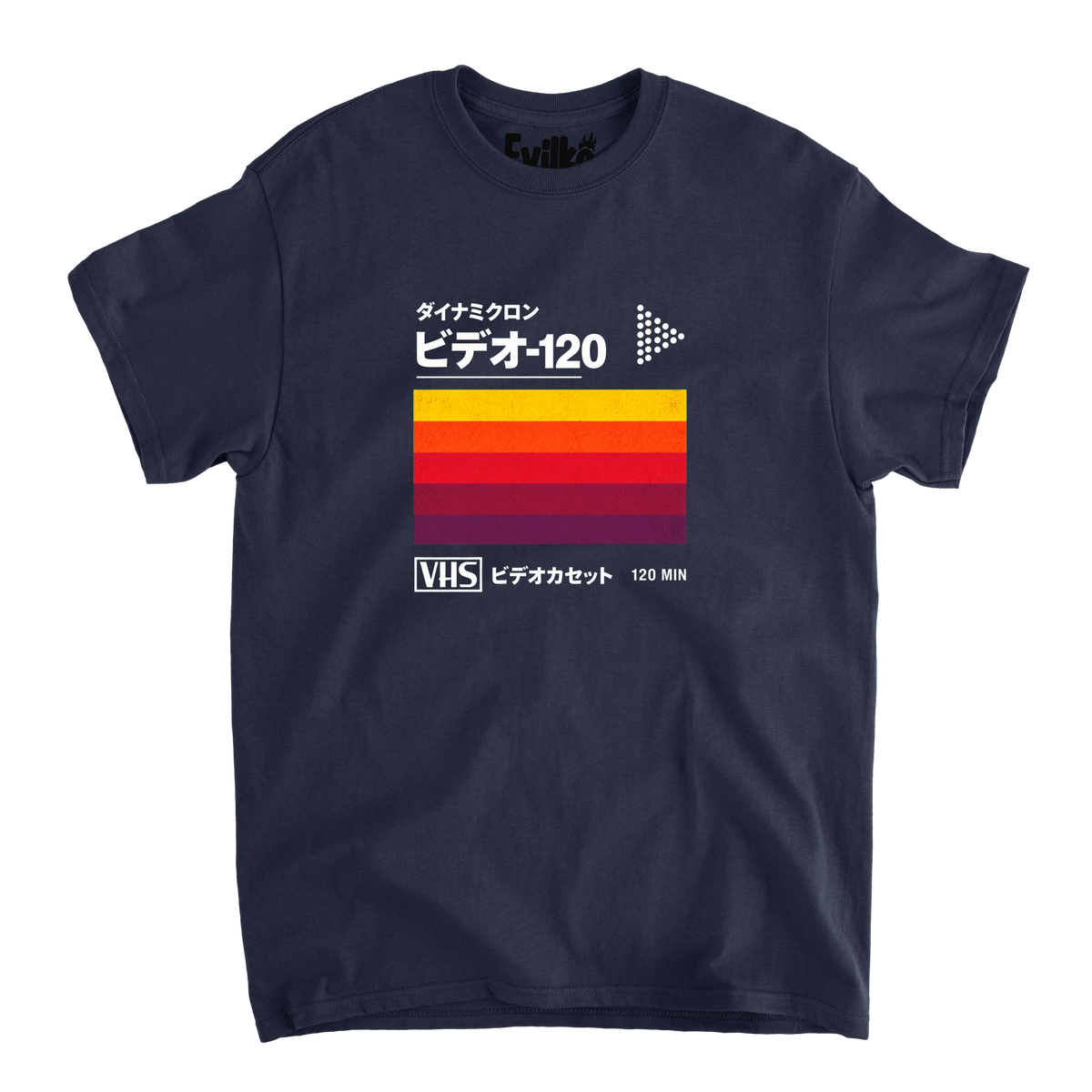 Japanese VHS Video 120 — Mens Tee — Navy — Front