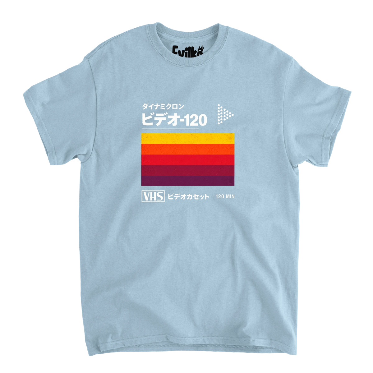 Japanese VHS Video 120 — Mens Tee — Light Blue — Front
