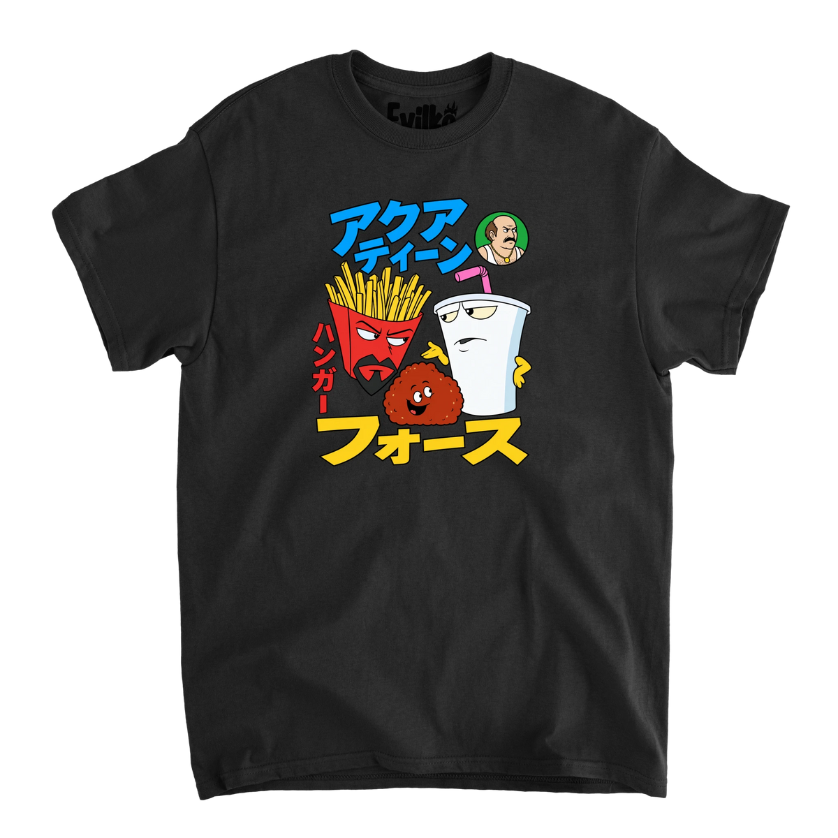 Aqua Teen Hunger Force Japanese — Mens Tee — Black — Front