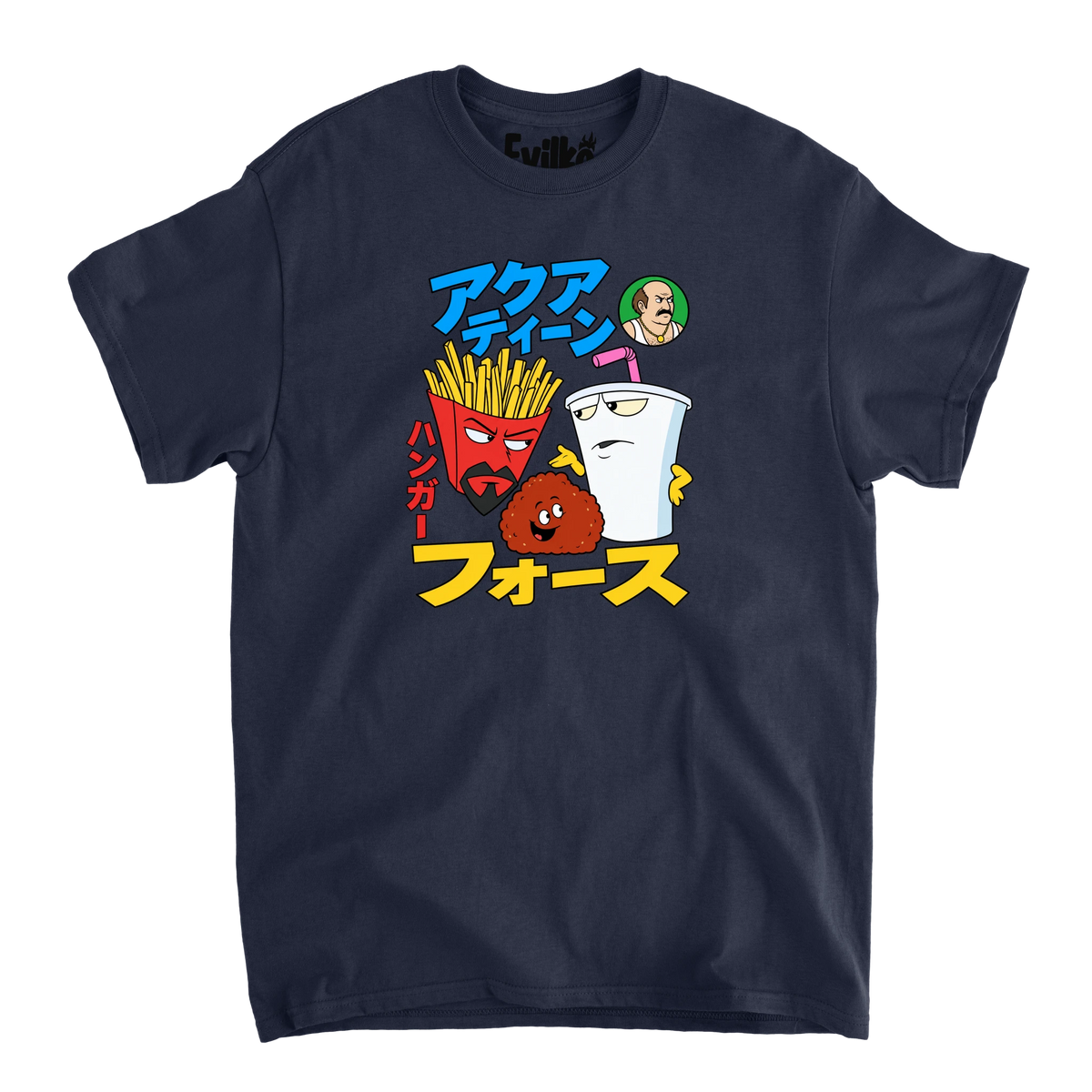 Aqua Teen Hunger Force Japanese — Mens Tee — Navy — Front
