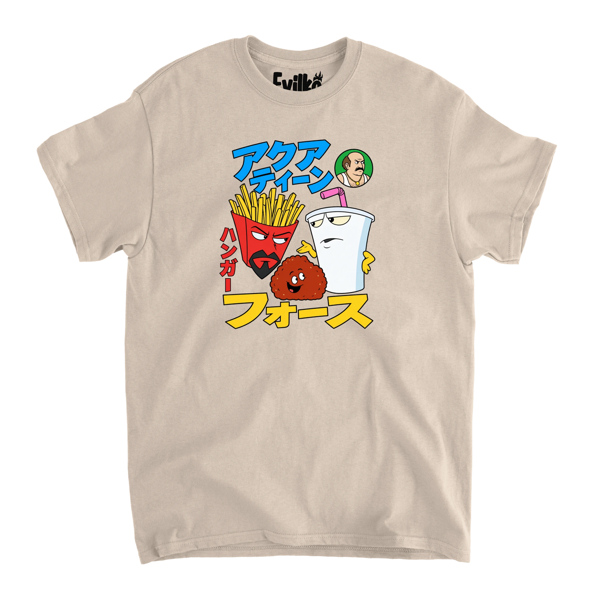 Aqua Teen Hunger Force Japanese — Mens Tee — Sand — Front