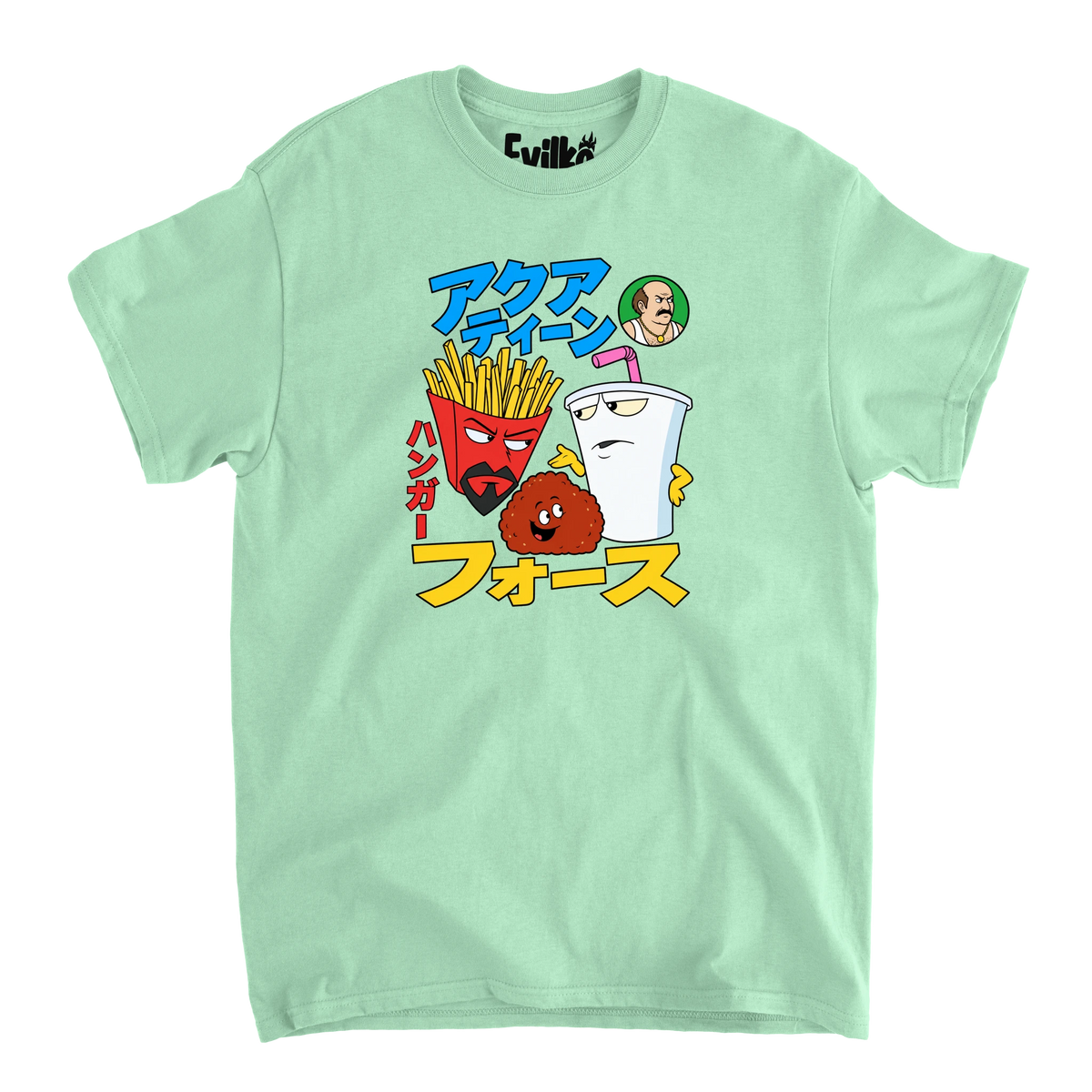 Aqua Teen Hunger Force Japanese — Mens Tee — Mint — Front