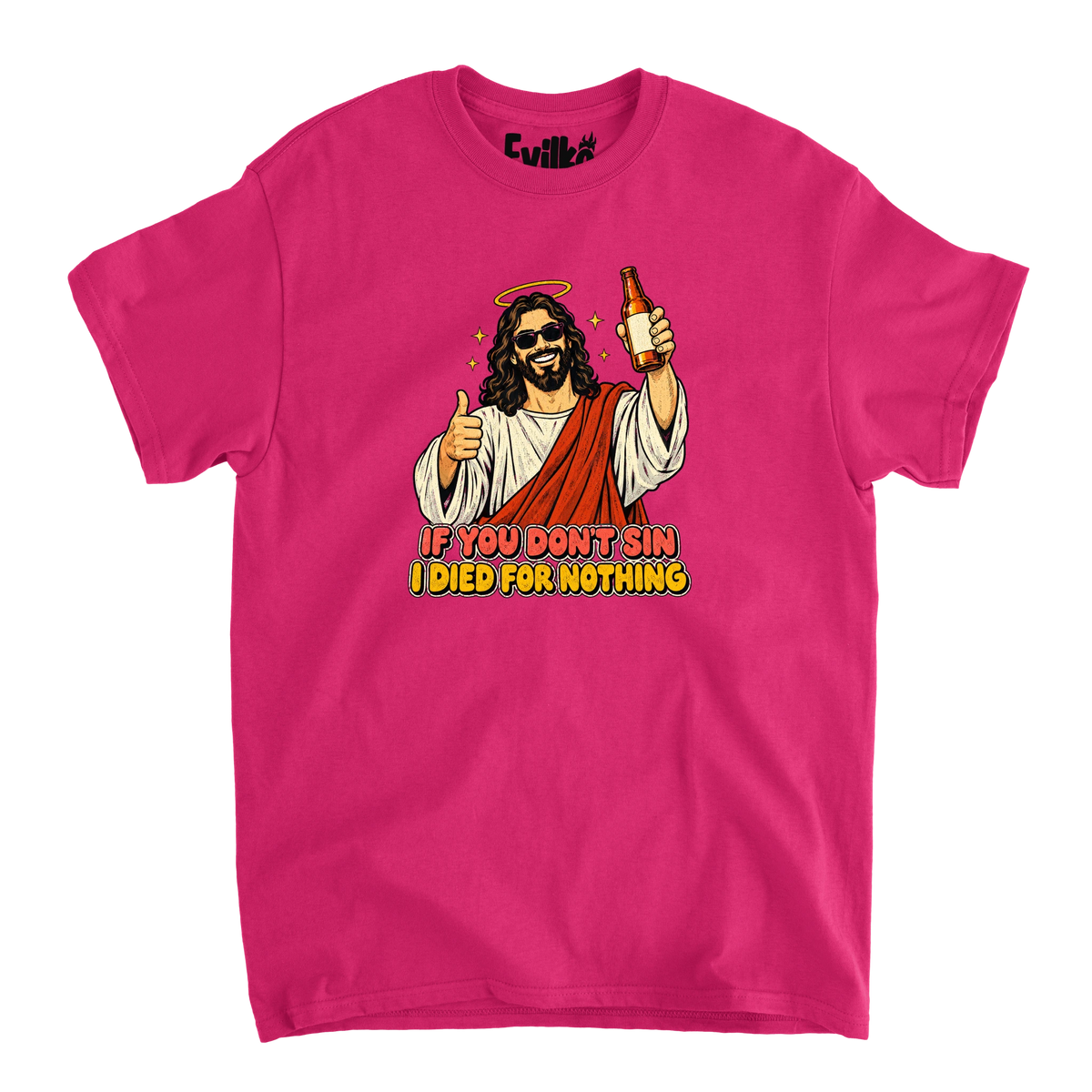 If You Dont Sin Jesus — Mens Tee — Heliconia — Front
