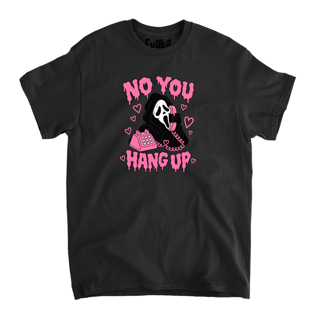 No You Hang Up Ghostface — Mens Tee — Black — Front