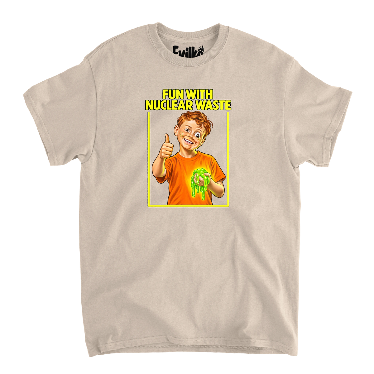 Fun With Nuclear Waste — Mens Tee — Sand — Front