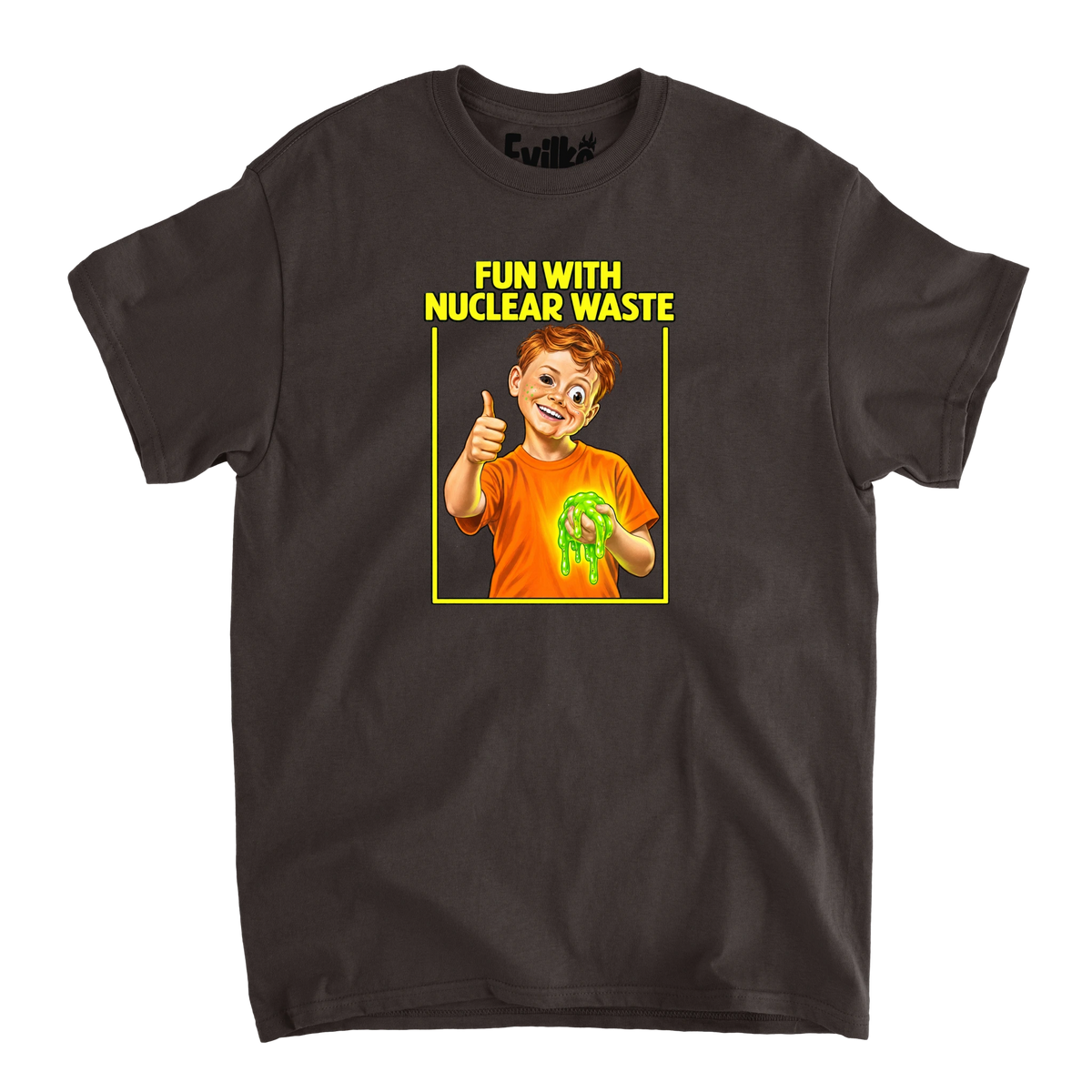 Fun With Nuclear Waste — Mens Tee — Dark Chocolate — Front
