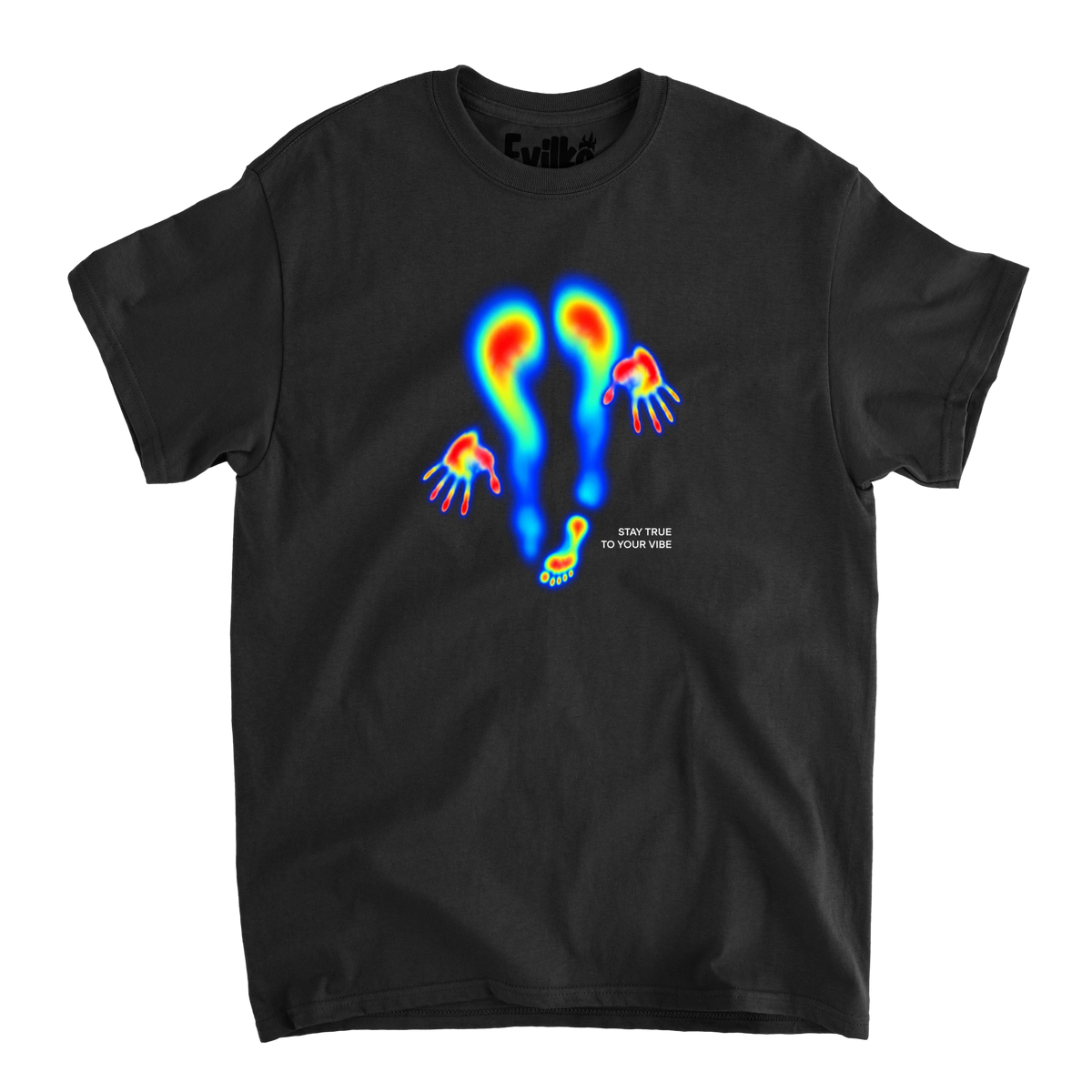 Stay True To Your Vibe Thermal — Mens Tee — Black — Front