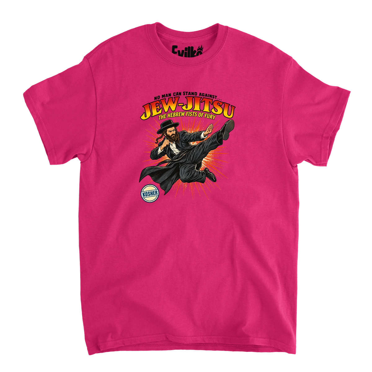 Jew Jitsu Comic — Mens Tee — Heliconia — Front