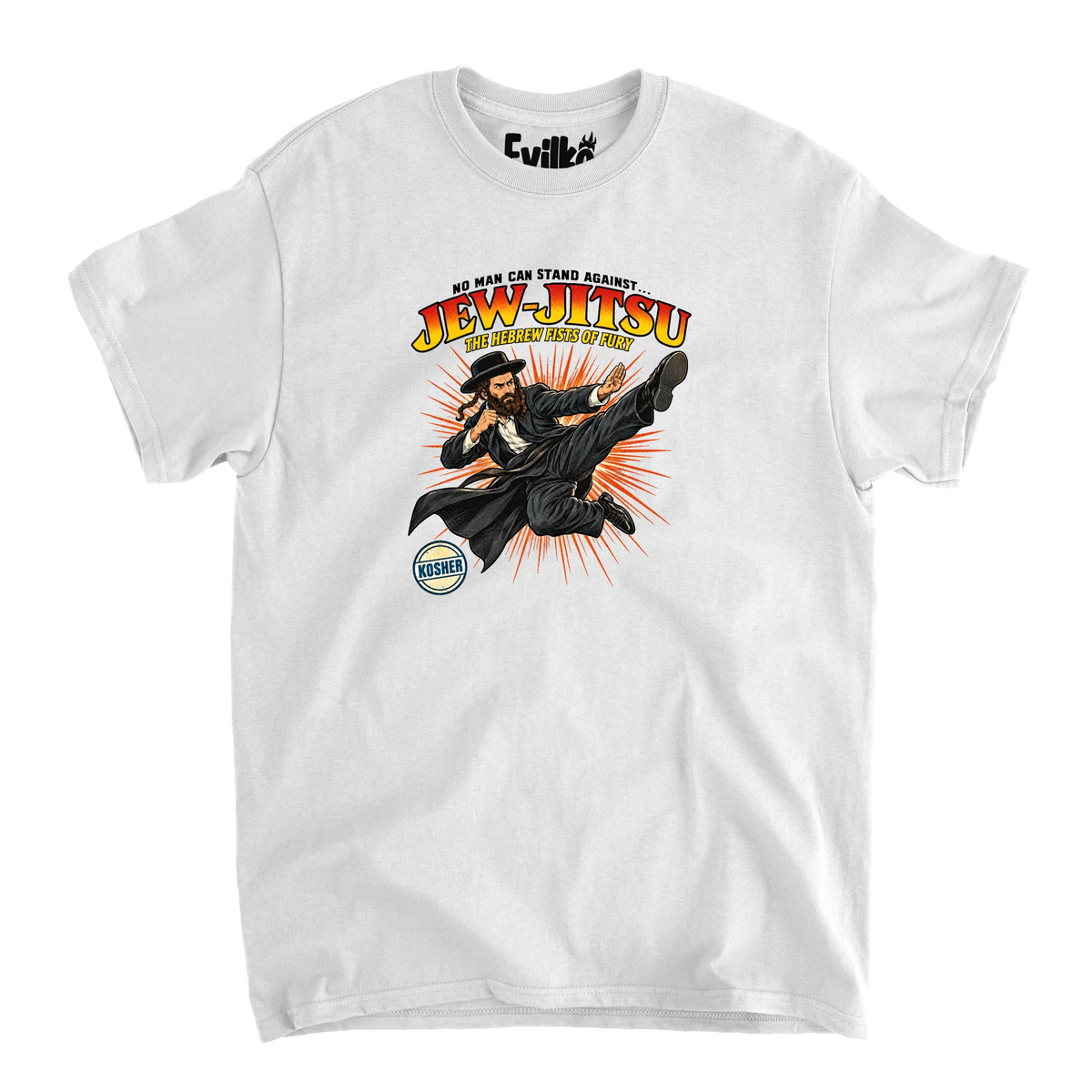 Jew Jitsu Comic — Mens Tee — White — Front